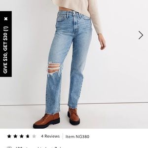 the perfect vintage straight jean in kingsbury wash: knee-rip edition